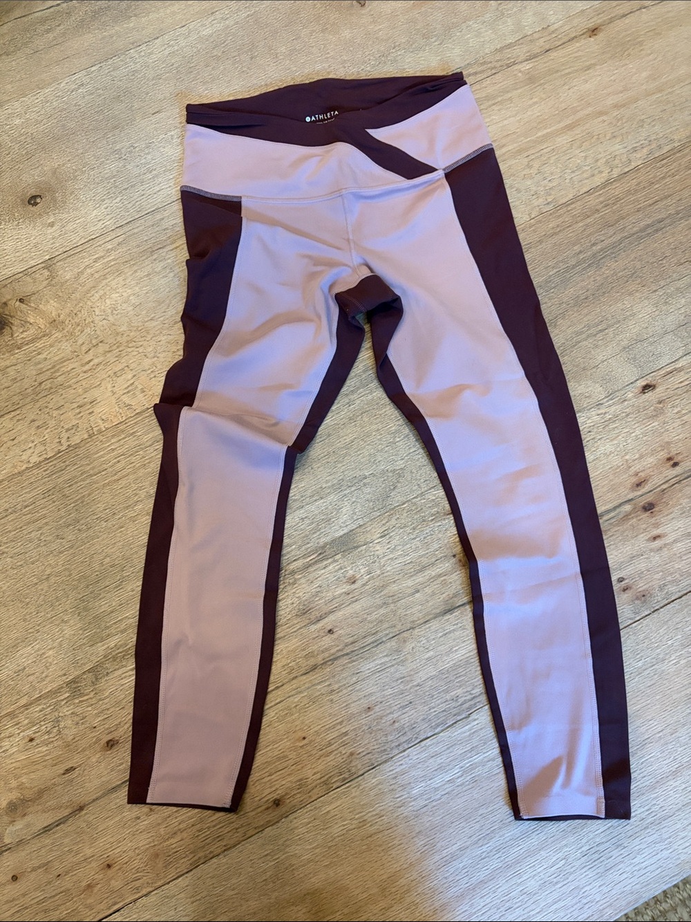 Athleta Plum and Mauve Two-Tone Performance Leggings